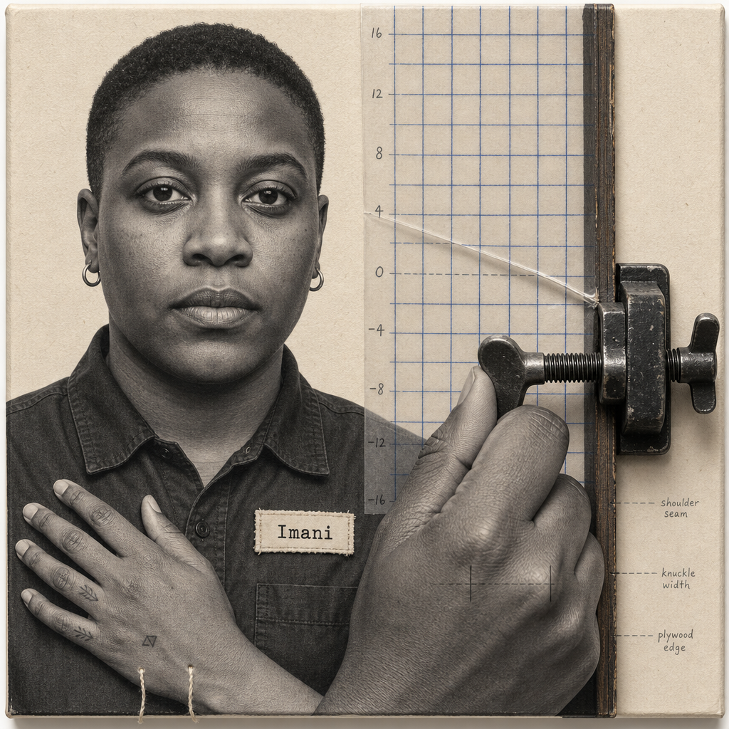 Imani Turns the Wing Screw Until the Grid Creases
