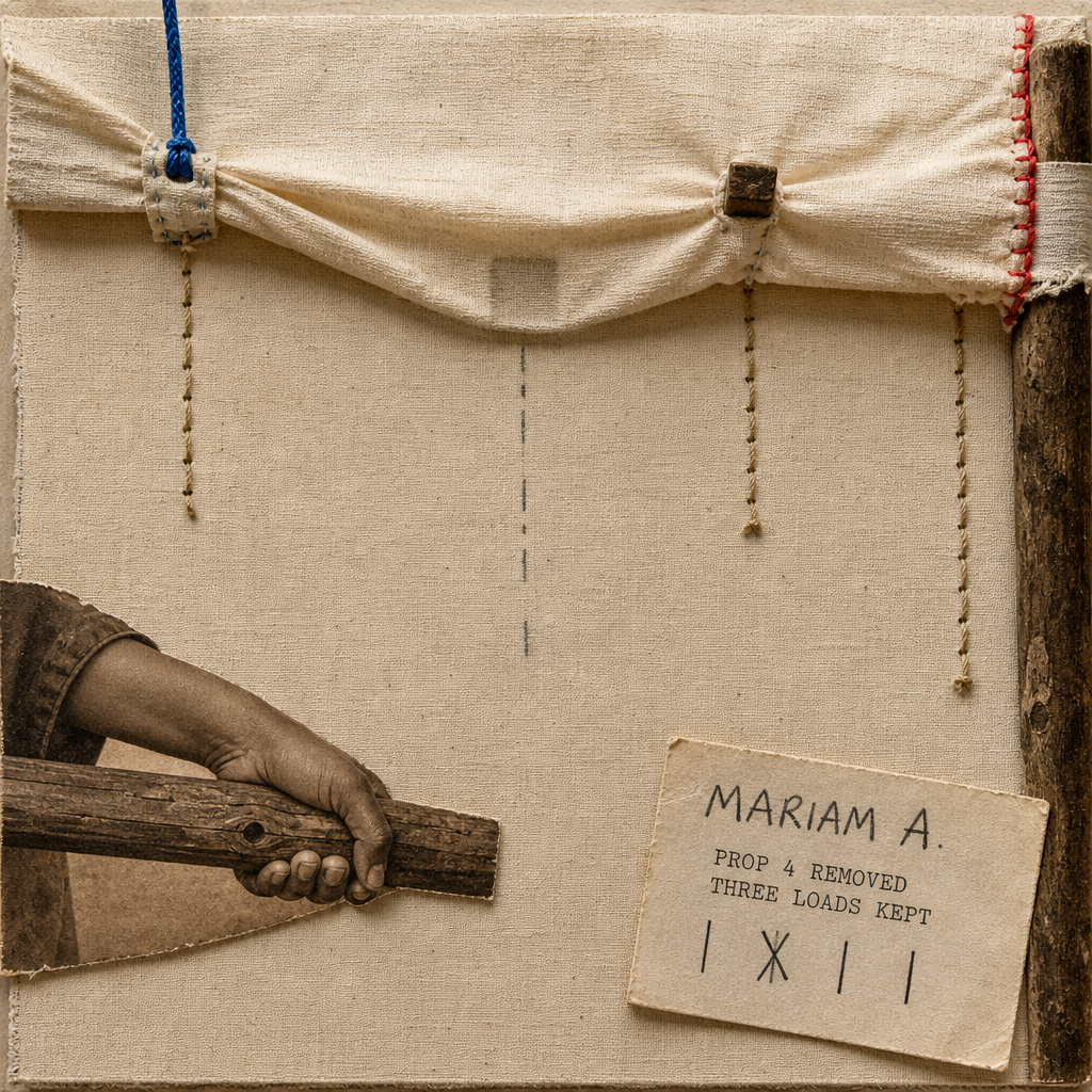 Mariam Carries Out the Fourth Prop; the Roof Cloth Finds Three