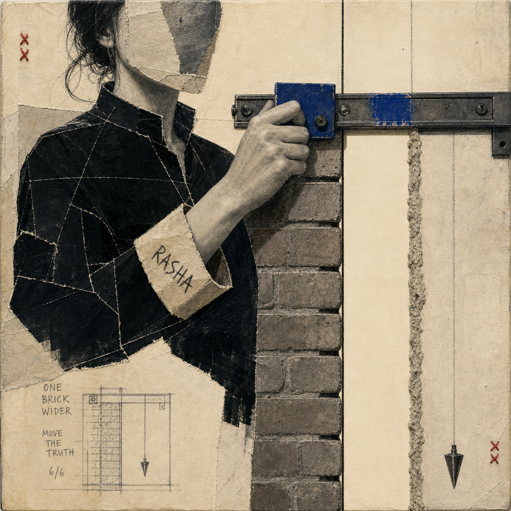 Rasha Slides the Line Block; the Doorway Gains One Brick