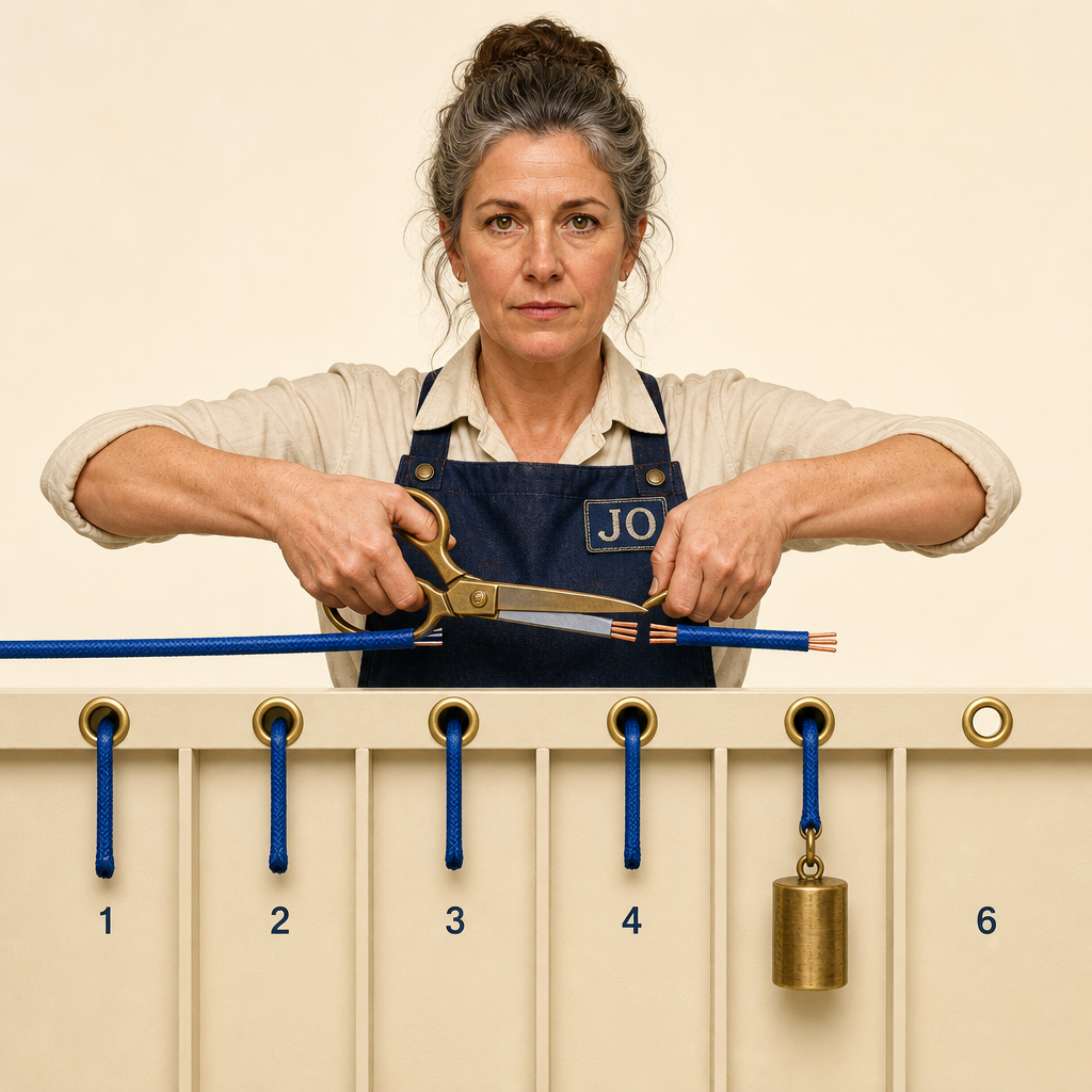 Jo Cuts the Return; Sixth Eyelet Empty